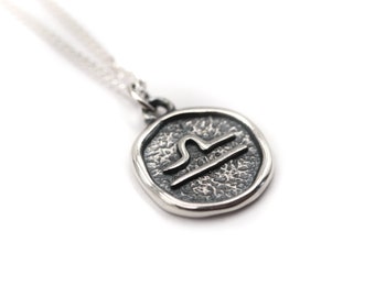 Sterling Silver Libra Star Sign Necklace - Libra Zodiac Pendant - Air Element Necklace