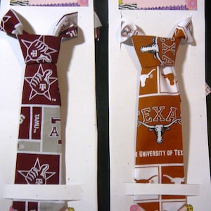 College Team Neckties, Bowties and Bows. Infant, Toddler,  Little Boy or Girl. Texas  Longhorns, OK Sooners, Texas Aggies, LSU Tigers.