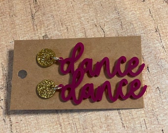 Acrylic 'Dance' Earrings with Gold Glitter Studs