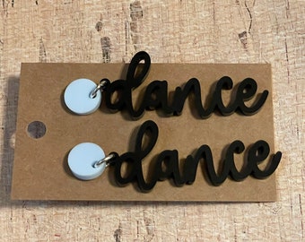 Acrylic Dance Earrings, Light Blue & Black, Pierced