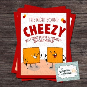 Cheezy Baton Twirler / Cartes de twirler de baton / Concours de baton / Carte de bonne chance / Carte de concours de twirling / Cadeau de twirling / Récital de baton