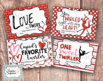 Baton Twirler Valentine Cards - Printable DIY (PDF)