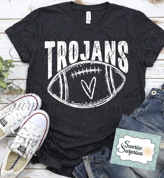 Trojans Football Bella Canva Shirt, School Spirit Tee