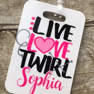 Bag tag - luggage tag for Baton twirler feature twirler competitive twirler majorette
