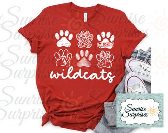 Wildcats School Spirit Shirt: Baseball Paw Print Design