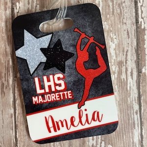 Bag tag - luggage tag for Baton twirler feature twirler competitive twirler majorette bag tag