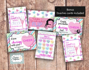 Cheer Valentine Cards, Printable DIY, Coach Gift (PDF)