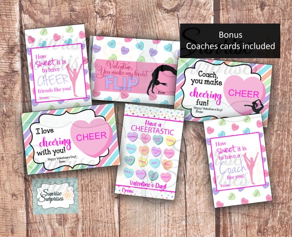 Cheer Valentine Cards, Printable DIY, Coach Gift (PDF)