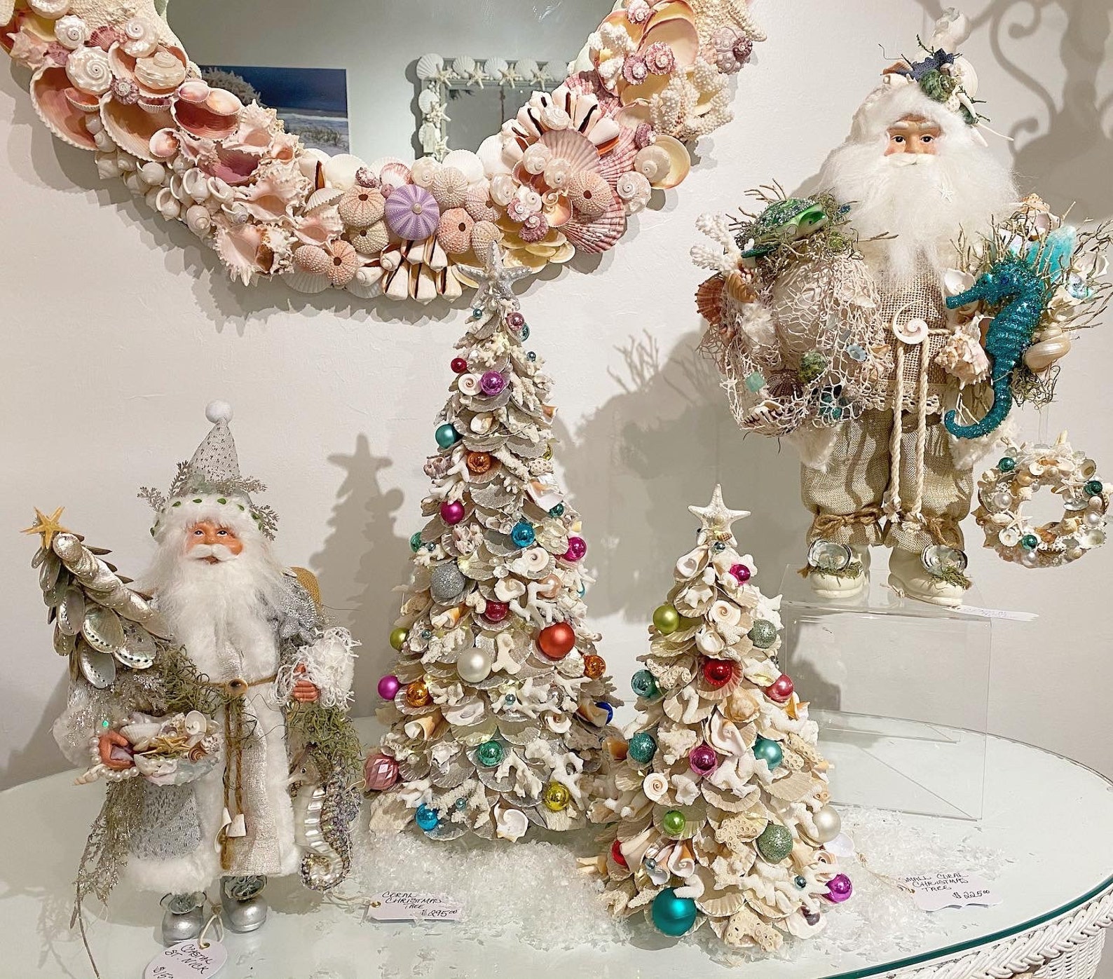 Handmade Coastal Coral Sheashell Pre Lit Christmas Tree with Etsy