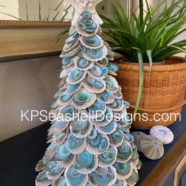 Shades of Aqua and Turquoise Shell Christmas Tree