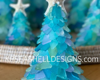 The original sea glass trees meticulously designed Medium 8’ tress are designed with a gorgeous exclusive custom color palette of ocean hues