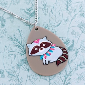 Raccoon necklace, gifts for raccoon, raccoon jewelry, zoo keeper gifts, raccoon accessories, raccoon themed, raccoon inspired gifts,