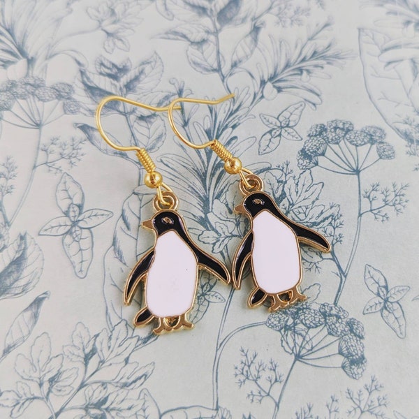 Penguin earrings, penguin clip on earrings, penguin lover gifts, birthday presents for children, penguin jewelry, penguin keeper gifts,