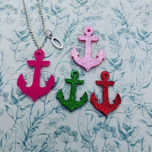 Collar de ancla, joyas de ancla, collar kawaii, joyería kawaii, collar de encanto, regalos hermanos, regalo bff, collar inicial, joyería náutica