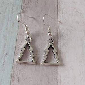Christmas Tree Earrings: Sterling Silver Holiday Charm Jewelry