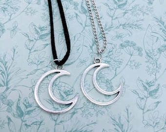 Crescent moon necklace, Lunar necklace, lunar jewellery, moon witch, half moon necklace, celestial gifts, celestial necklace, spiritual gift
