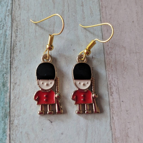 Novelty earrings, travel earrings, travel gifts, queen earrings, London earrings, military gifts, anniversary gifts, soldier jewelry