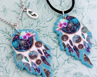 Dreamcatcher necklace, dreamcatcher gifts, hippie necklace, statement necklace, statement jewellery, spirit inspired gifts, spiritual gifts,