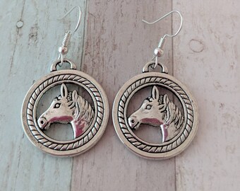 Horse earrings, horse jewelry, cowgirl earrings, farm earrings, rodeo earrings, animal earrings, animal jewelry, pony earrings,