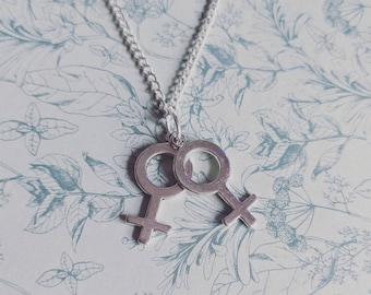 Naszyjnik Double Venus, naszyjnik lesbijski prezent dla dziewczyny, spersonalizowany naszyjnik, naszyjnik dla lesbijskiej kochanki, prezenty dla lesbijskiej kochanki, LBTQ,