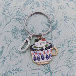 Cat keyring, cat keychain, cat mom gifts, cat lover gifts, crazy cat lady, novelty cat gifts, initial keyring, personalised keyring,