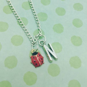 Colar de joaninha, colar inicial, presentes para amantes de joaninhas, colar de joaninha, joias de joaninha, presentes para irmãs, presentes para amantes de insetos, presentes bff