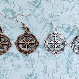 Compass earrings, explorer gifts, traveller gifts, traveller earrings, statement earrings, air hostess earrings, travel gifts, compass gifts