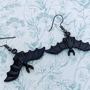 Black bat earrings, bat jewellery, bat lover gifts, vampire earrings, Halloween jewelry, Halloween earrings, vampire inspired gifts,