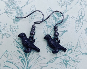 Raven oorbellen, raven sieraden, raven geschenken, gotische oorbellen, gotische sieraden, gotische geschenken, zuster geschenken, bff geschenken, vogel oorbellen, cadeau idee