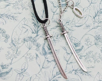 Samurai sword necklace, katana necklace, men&#39;s necklace, japense sword, japense gifts, gothic necklace, gothic jewellery, otaku gifts,