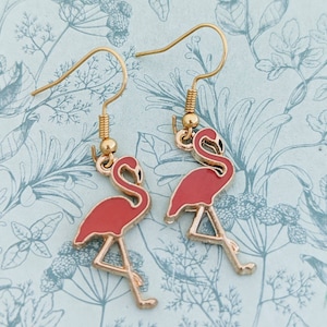 Flamingo earrings, summer earrings, flamingo jewellery, bird earrings, bird jewellery, summer Jewellery, summer inspired, summer themed,