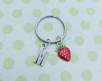 Strawberry keychain, strawberry gifts, strawberry charm, fruit gifts, summer gifts, summer keychain, farmer gifts, birthday gifts,
