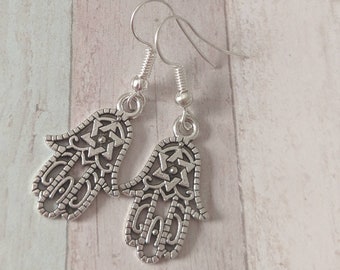 Hamsa earrings, amulet earrings, amulet jewellery, good luck earrings, hand of Fatima jewelry, spiritual earrings, spiritual jewellery,