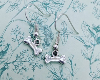 Dog earrings, dog jewelry, charm earrings, dog bone earrings, dog lover gifts, danity earrings, secret santa, stocking stuffers, bff gifts