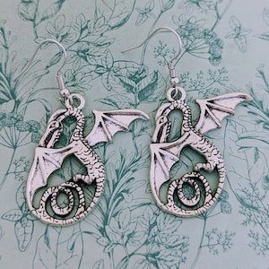 Dragon earrings, dragon jewelry, fantasy inspired earrings, statement jewellery, gifts for a dragon lover, dragon charms, cosplay earrings
