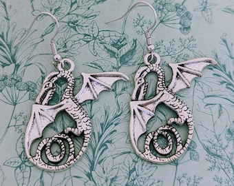 Dragon earrings, dragon jewelry, fantasy inspired earrings, statement jewellery, gifts for a dragon lover, dragon charms, cosplay earrings