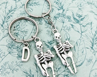 Skeleton keychain, skeleton keyring, day of the dead gifts, Halloween gifts, Halloween accessories, gothic accessories, gifts for goths,