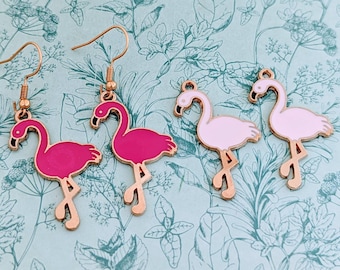 Flamingo earrings, flamingo jewellery, flamingo themed, flamingo lover gifts, flamingo fan, bird earrings, bird lover gifts, zoo keeper gift