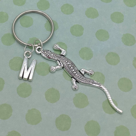Lizard keychain, personalised keyring, lizard gifts, initial keyring, reptile keychain, lizard keyring, reptile gift, animal keyring,