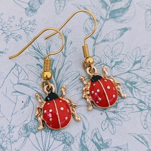 Lieveheersbeestje oorbellen, lieveheersbeestje sieraden, lieveheersbeestje oorbellen, cadeaus voor lieveheersbeestjeliefhebbers, dierenoorbellen, insectenoorbellen, insectenliefhebbers, insectengeschenken