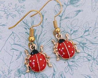Nuovi orecchini pendenti a forma di coccinella con foglie di zircone c – Jewelry