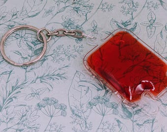Vampire blood keyring, blood forensic gifts, gifts for doctors, gifts for goths, witch inspired keyring, doctor keychain, nurse keyring,