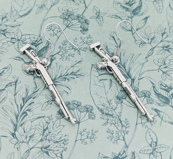 Shotgun earrings, weapon earrings, weapon jewelry, horror earrings, gun lover gifts, novelty earrings, rifle earrings, gangster earrings,