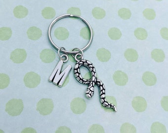 Portachiavi serpente, portachiavi serpente, regali amanti serpente, regali rettile, regali per lei, ciondoli borsa, portachiavi portachiavi, portachiavi iniziale, portachiavi rettile