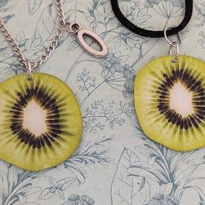 Kiwi fruit necklace, kiwi fruit lover gifts, kiwi fruit style jewellery, kiwi charm, fruit themed, novelty food jewellery, food charms,