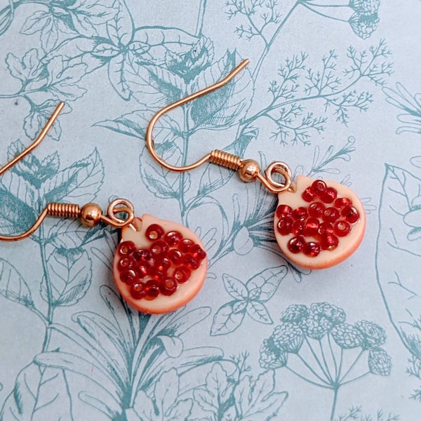 Granaatappel oorbellen, granaatappel sieraden, granaatappel minnaar geschenken, fruit oorbellen, fruit minnaar geschenken, fruit sieraden, voedsel oorbellen,