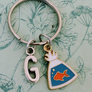 Goldfish keyring, goldfish keychain, goldfish lover gifts, goldfish inspired, nautical themed, fish mum gifts, fish accessories, sea animal