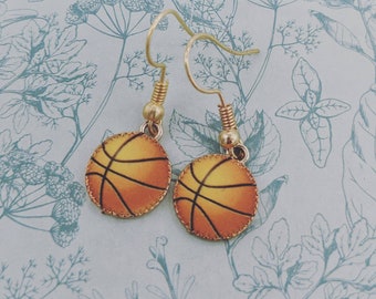 Basketball earrings, basketball jewelry, basketball player gifts, sports earrings, sports gifts, ball earrings, charm earrings, bff gifts,