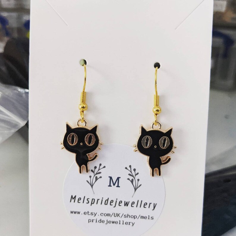 Cat Earrings Cat Jewelry Novelty Earrings Novelty Jewelry Etsy UK