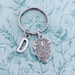 Sugar skull Keychain, sugar skull lover gifts, day of the dead Keychain, Halloween keychain, Halloween gifts, sugar skull gifts,